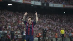Messi celebra su gol al Athletic en la final de Copa del 2015.