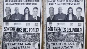 El cartel que ha aparecido en Lleida contra Iceta, Arrimadas, Rabell y Albiol.