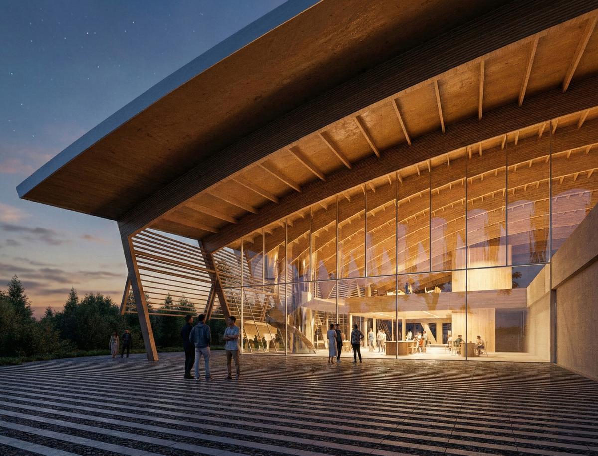 El vestíbulo luminoso de la Casa de las Artes.