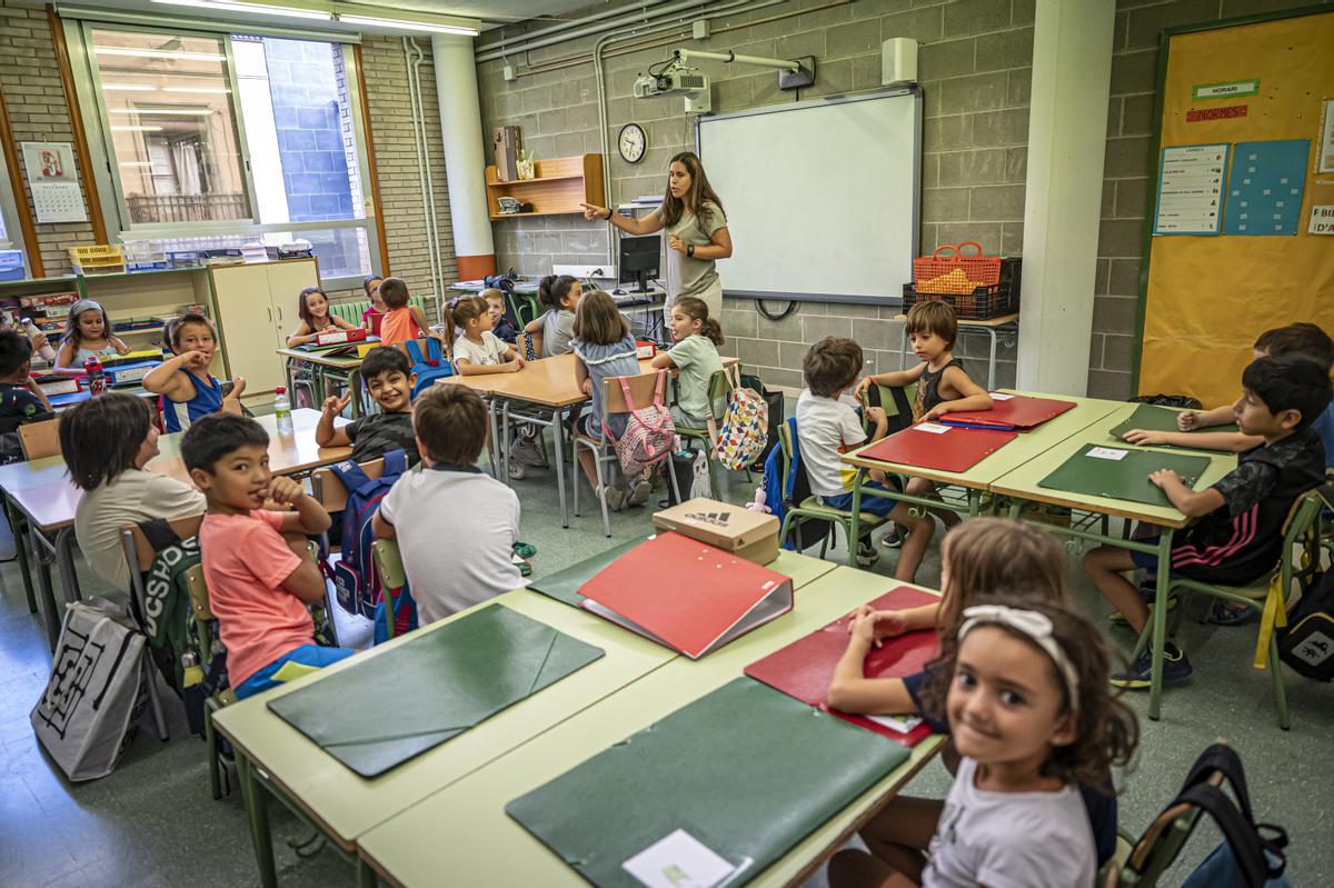 Vuelta a las aulas en el CEIP Pau Casals de Gràcia, en Barcelona.