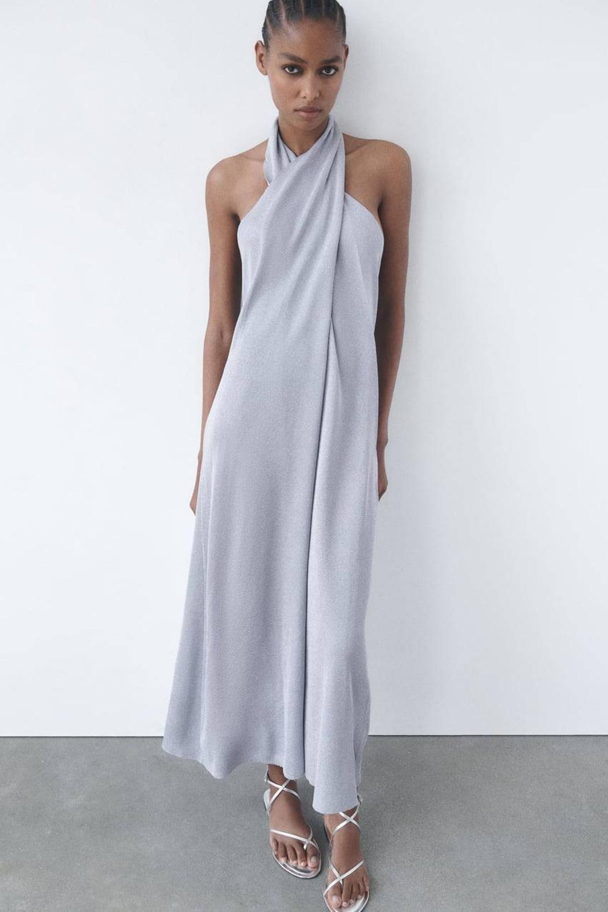 Vestido de cuello halter cruzado