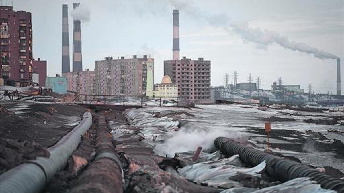 Contaminación 8Imagen de la ciudad de Norilsk, donde se calcula que se produce el 1% de las emisiones mundiales de óxido de sulfuro.