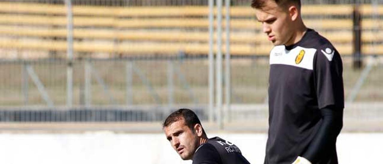 Timon Wellenreuther y Jesús Cabrero, en un entrenamiento en Son Bibiloni.