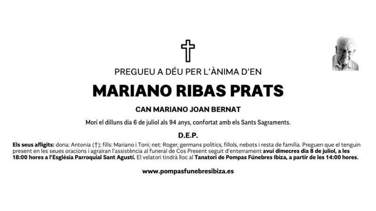 Esquela Mariano Ribas Prats