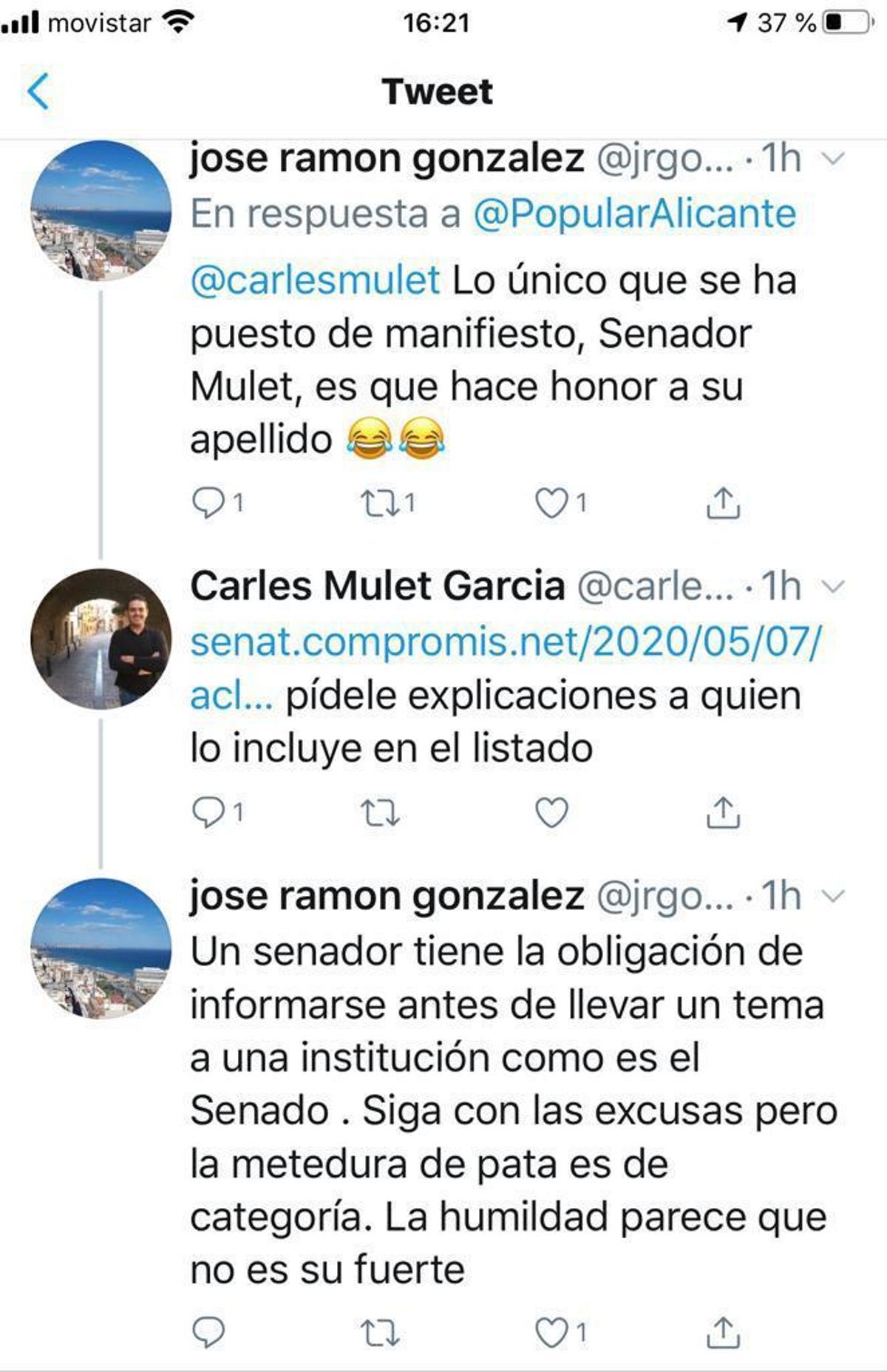 El rifirrafe en redes entre Mulet y José Ramón González