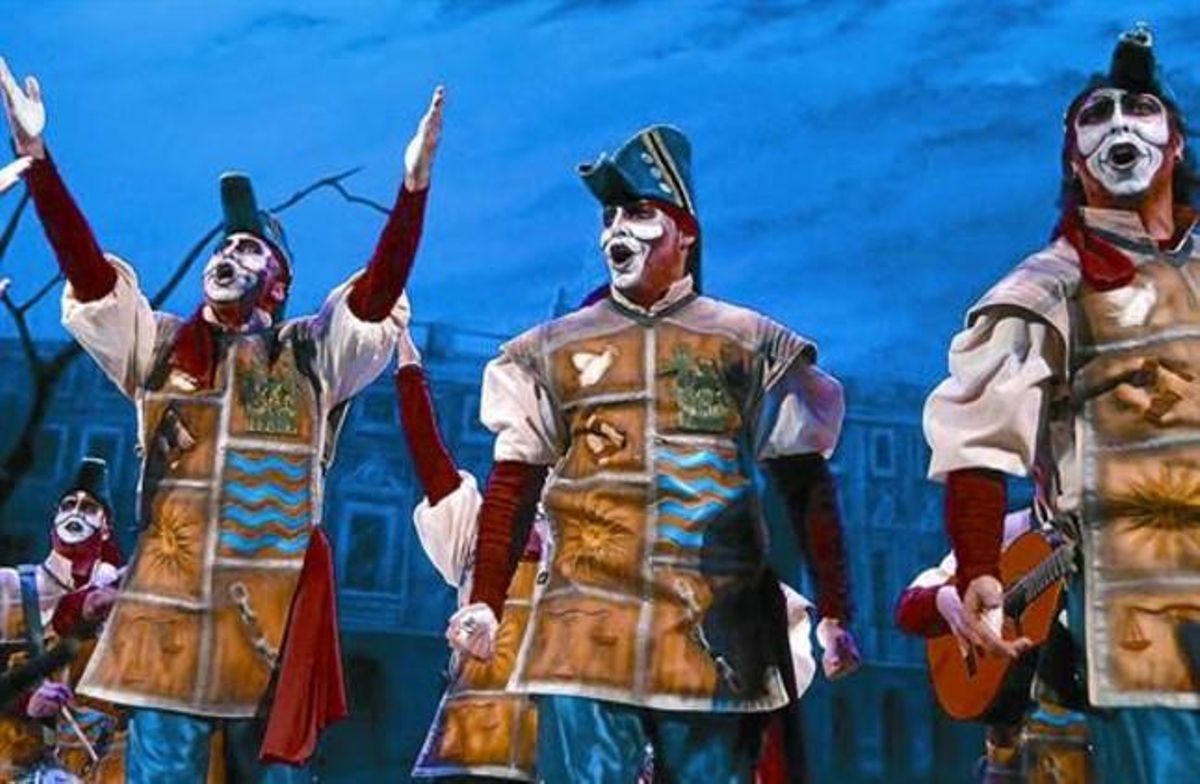 La comparsa ’Se acabó el cuento’, en plena actuació durant els Carnavals de Cadis.
