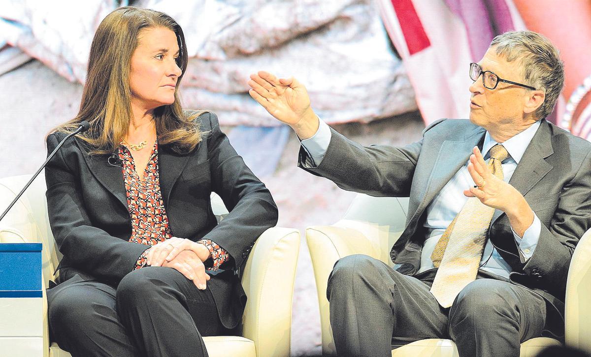 Melinda French y Bill Gates, durante una conferencia en en Davos (Suiza), el 23 de enero de 2015