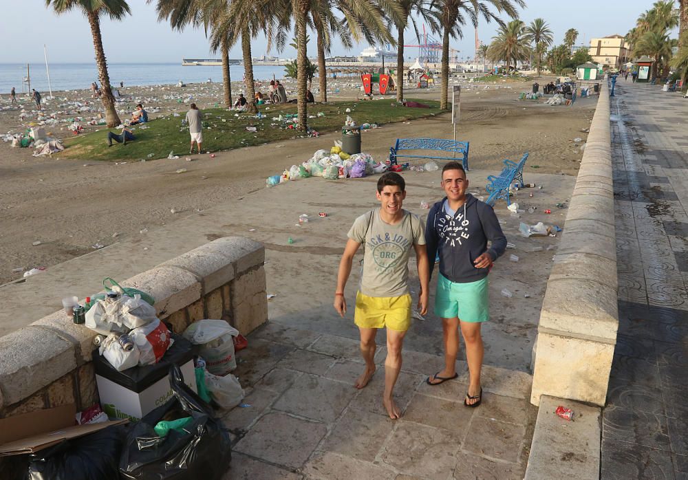 Así amanecen las playas malagueñas después de la noche de San Juan