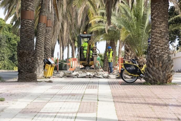 01.04.19.Las Palmas de Gran Canaria. Obras para la construcción del carril bici en el Paseo de Chil. Foto Quique Curbelo  | 01/04/2019 | Fotógrafo: Quique Curbelo