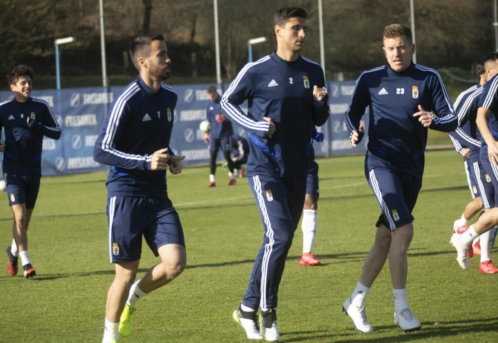 El entrenamiento del Oviedo de esta mañana