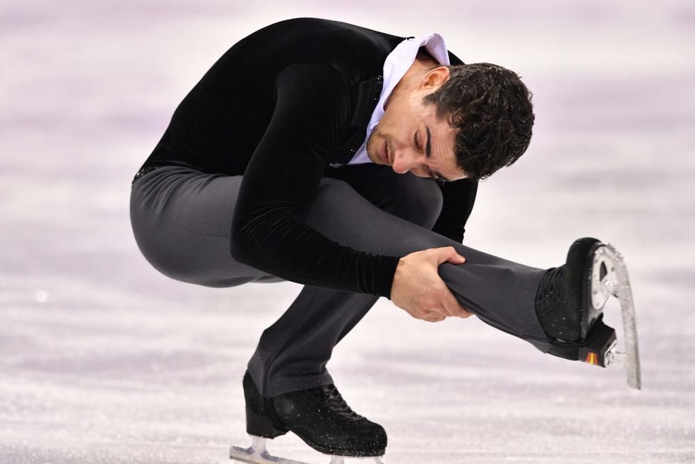 El patinador español Javier Fernández, durante el programa corto en los Juegos de Invierno, en el que ha acabado segundo.