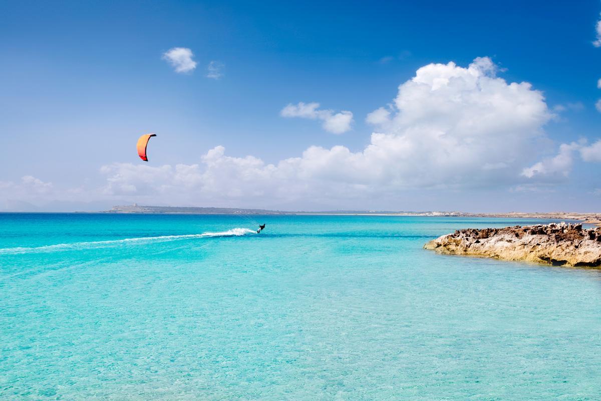 Kitesurfing is one of the most exciting water sports in Ibiza.
