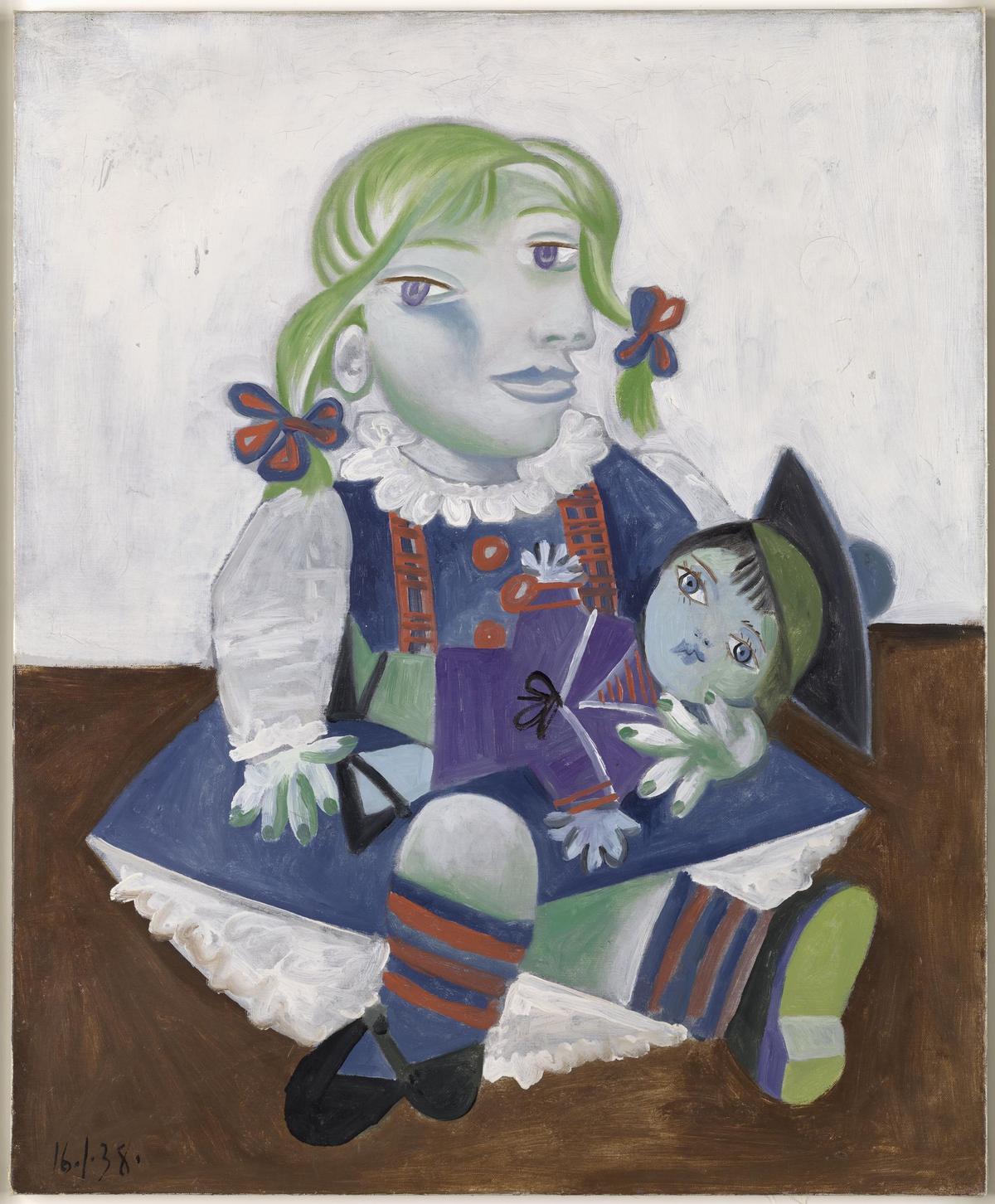 Maya à la poupèe, 1938. Óleo sobre lenzo no que Picasso pinta a súa filla Maya.