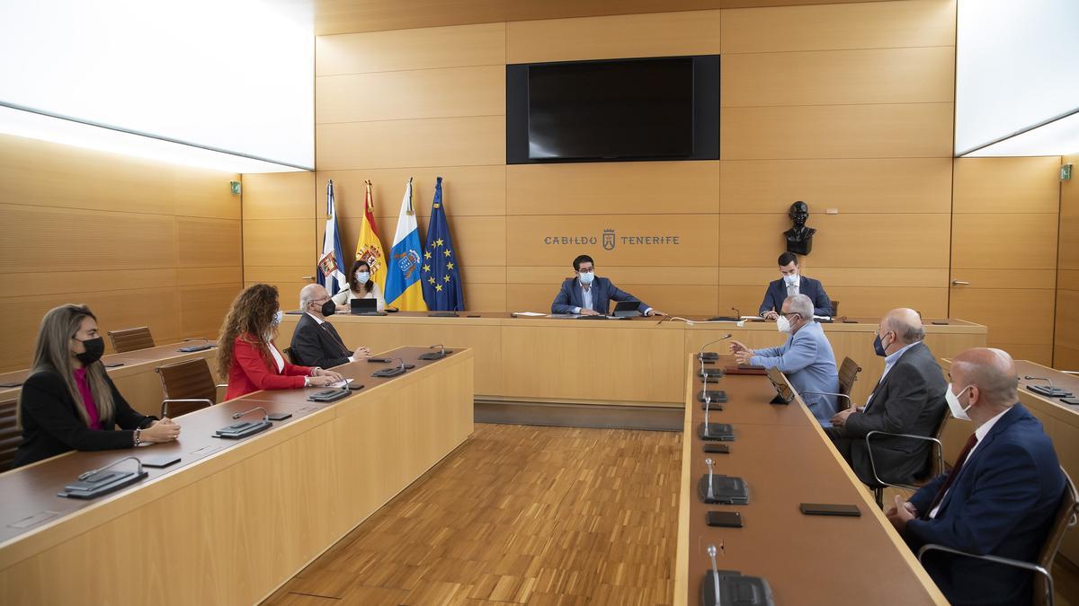 Reunión entre el presidente del Cabildo de Tenerife, Pedro Martín, y representantes de Fepeco para exponer el plan de inversiones en la isla