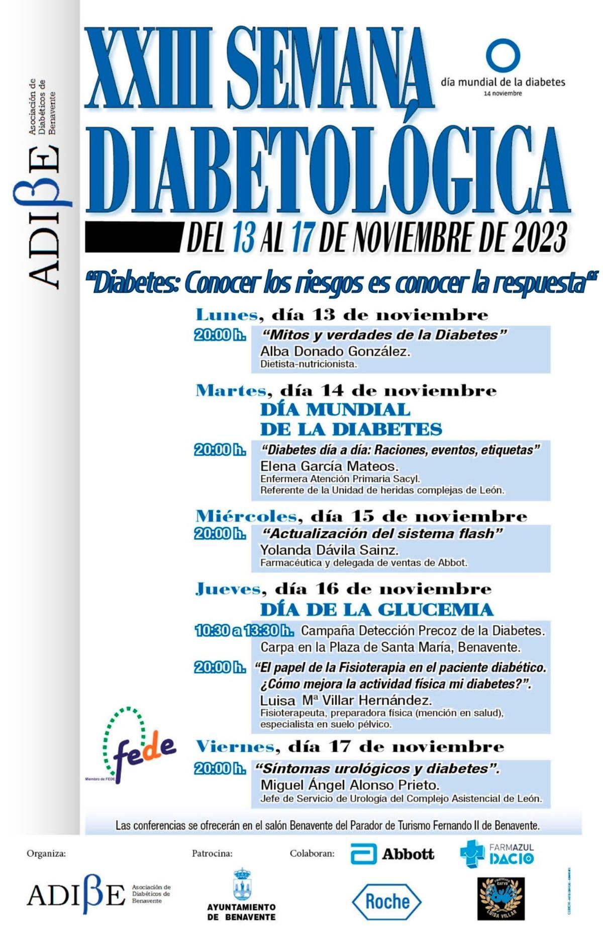 Cartel de la XXIII Semana de la Diabetes en Benavente.