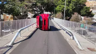 Vuelco del coche en San Andrés