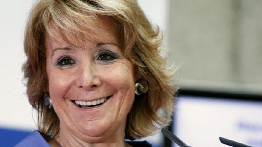 La presidenta de la Comunidad de Madrid, Esperanza Aguirre, esta mañana