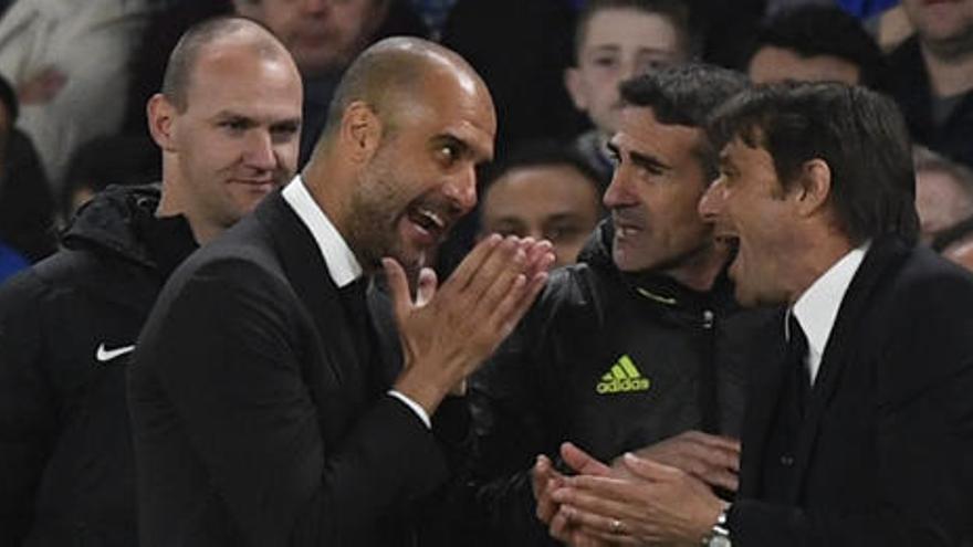 La discusión entre Guardiola y Conte.