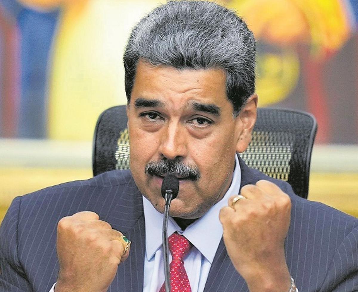 El presidente venezolano, Nicolás Maduro, durante una coferencia en el palacio de Miraflores (Caracas).