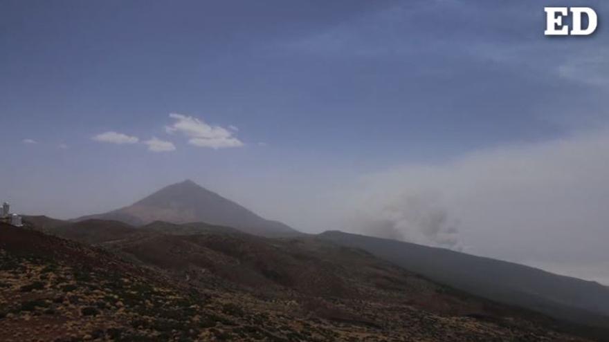 Evolución del incendio de Los Realejos desde el observatorio de Izaña