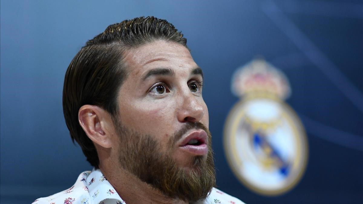 aguasch48398324 real madrid s spanish defender sergio ramos gives a press co190530180839