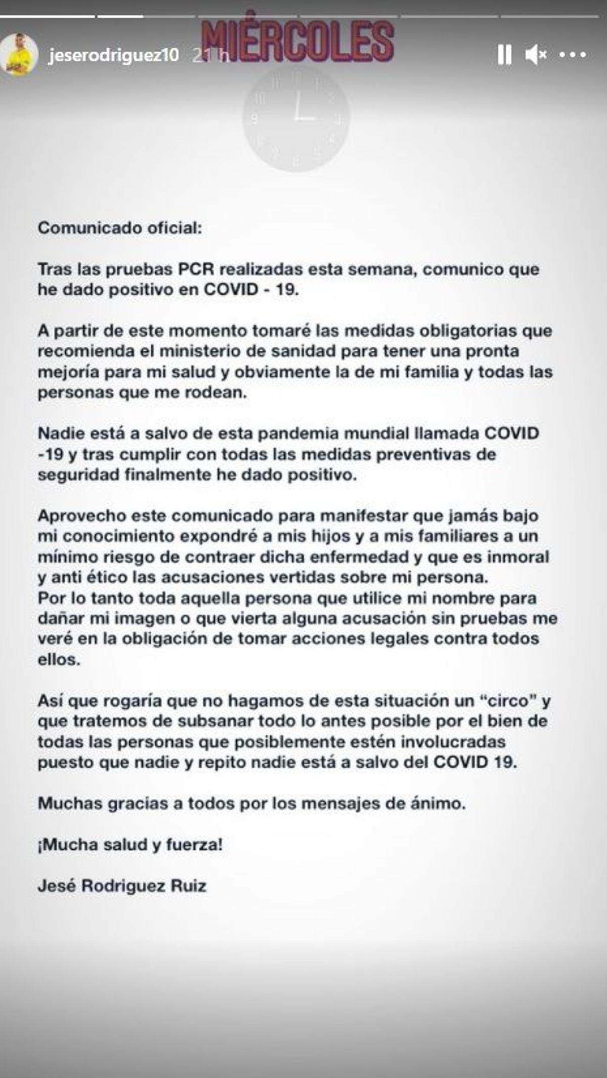 Jesé se ha dirigido a sus seguidores y ha querido dejar claro que no sería capaz de exponer a su familia a infectarse por coronavirus.