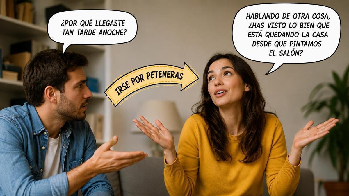 Una mujer se va por peteneras.
