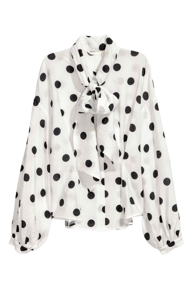 Camisas de lunares XXL: camisa con lazo de H&M