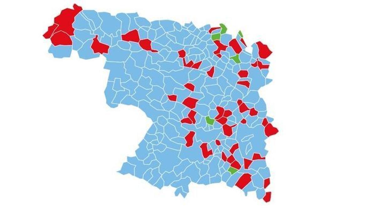 El mapa provincial, municipio a municipio, tras los comicios de Castilla y León de 2026.