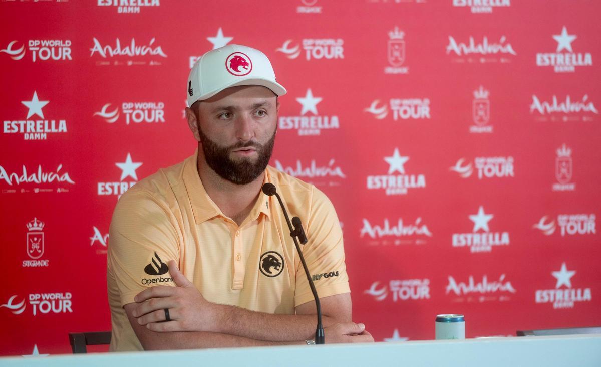 Rahm, durante su comparecencia ante los medios este martes en el RCG Sotogrande