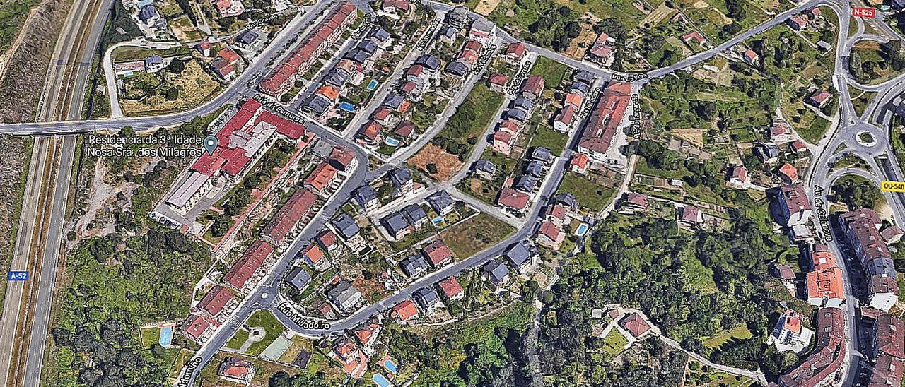 Captura de google maps del entorno de  Barbadás y el crecimiento de vivienda unifamiliar en ese concello limítrofe a Ourense.  |   //  IÑAKI OSORIO