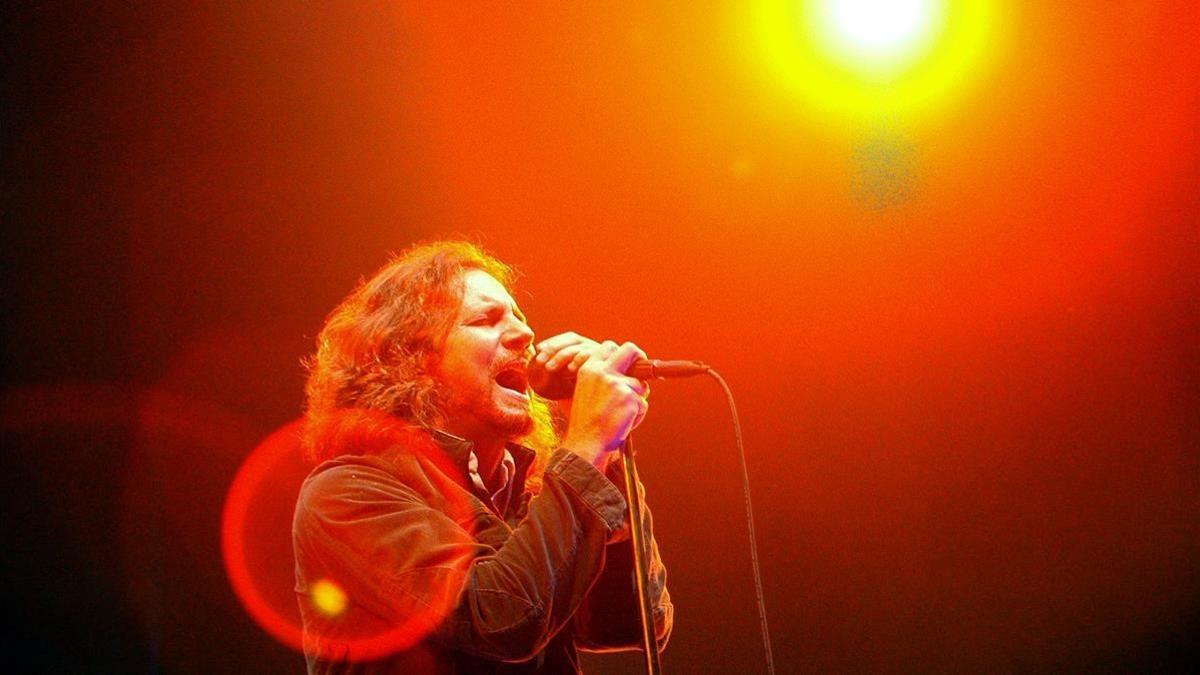 Eddie Vedder, en el concierto de Pearl Jam en Badalona del 2006