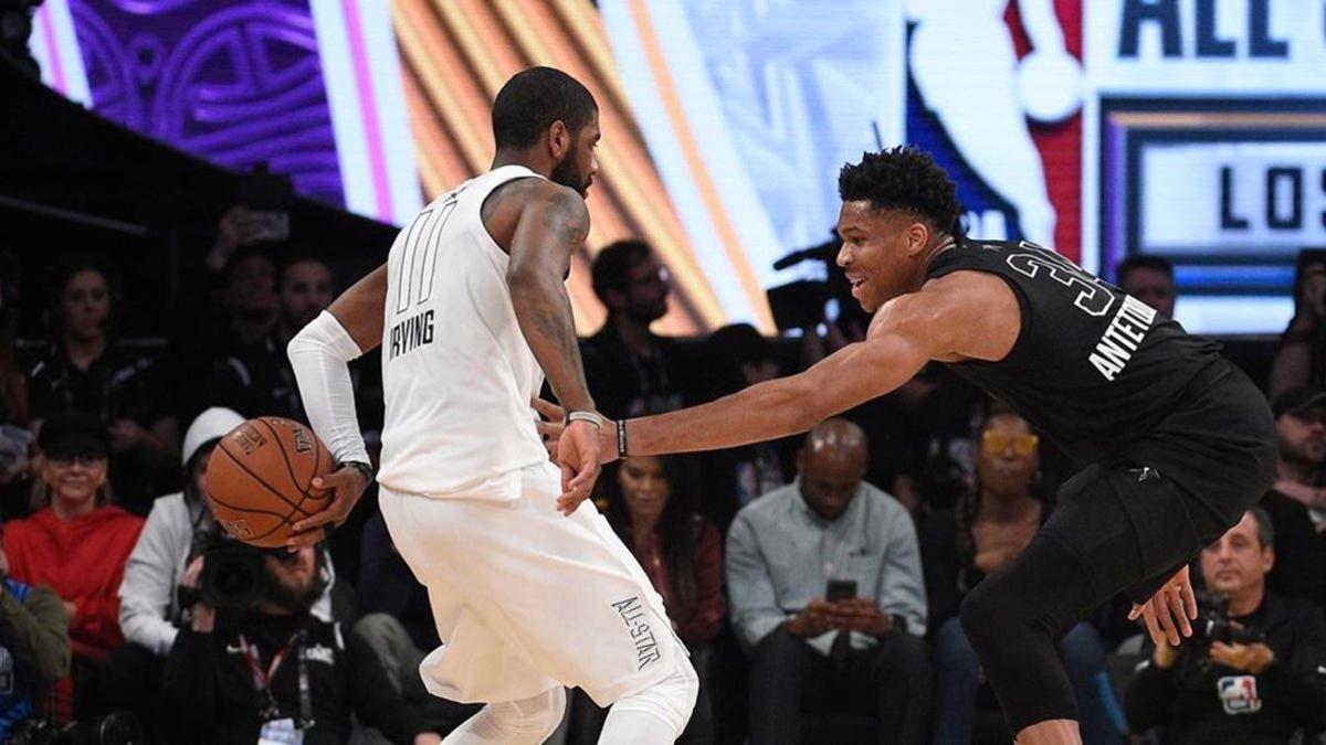 Antetokounmpo, frente a Irving en el All Star Game de 2018