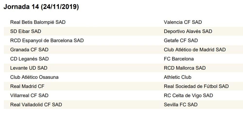 Calendario de LaLiga completo: Valencia CF; Levante UD, Villarreal...