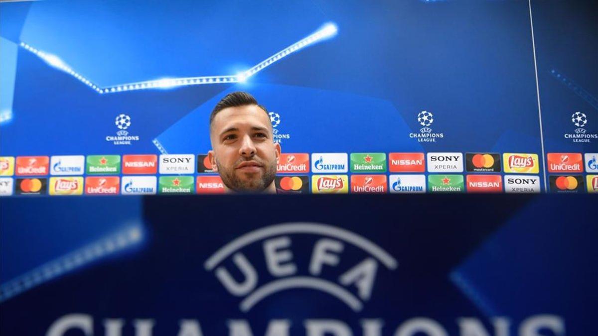 Jordi Alba, durante su rueda de prensa previa al duelo contra el Inter