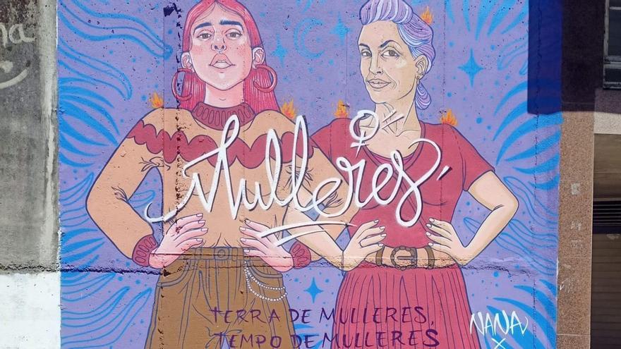 El mural para evocar la lucha feminista ya luce en Pontevedra