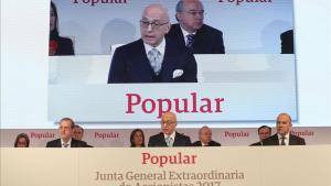 El vicepresidente de Banco Popular, Roberto Higuera, se dirige a la Junta de Accionistas en representación del consejo de administración de la entidad.