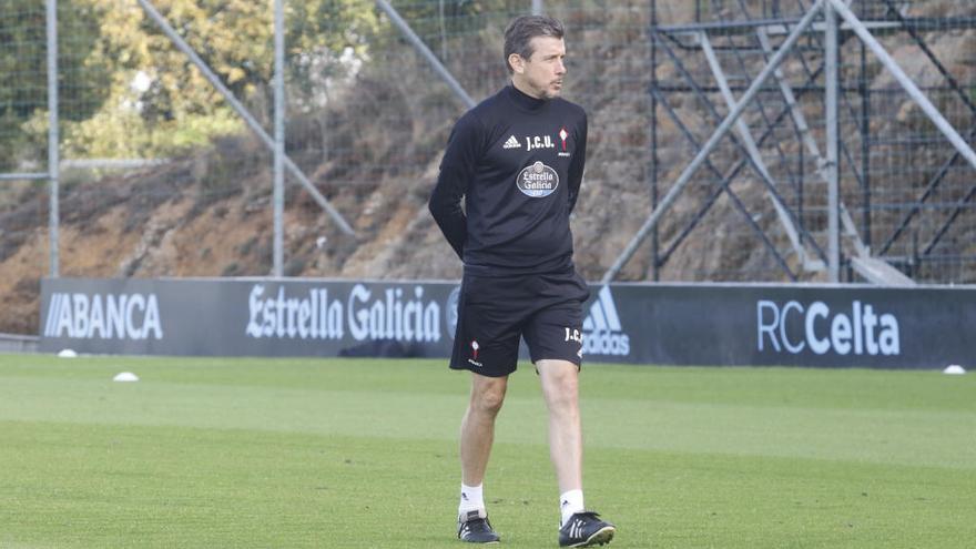 Unzué en el entrenamiento de esta mañana. // Alba Villar