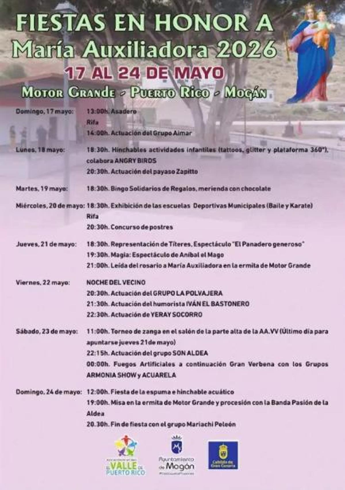 Programación de las fiestas de Motor Grande, Puerto Rico.