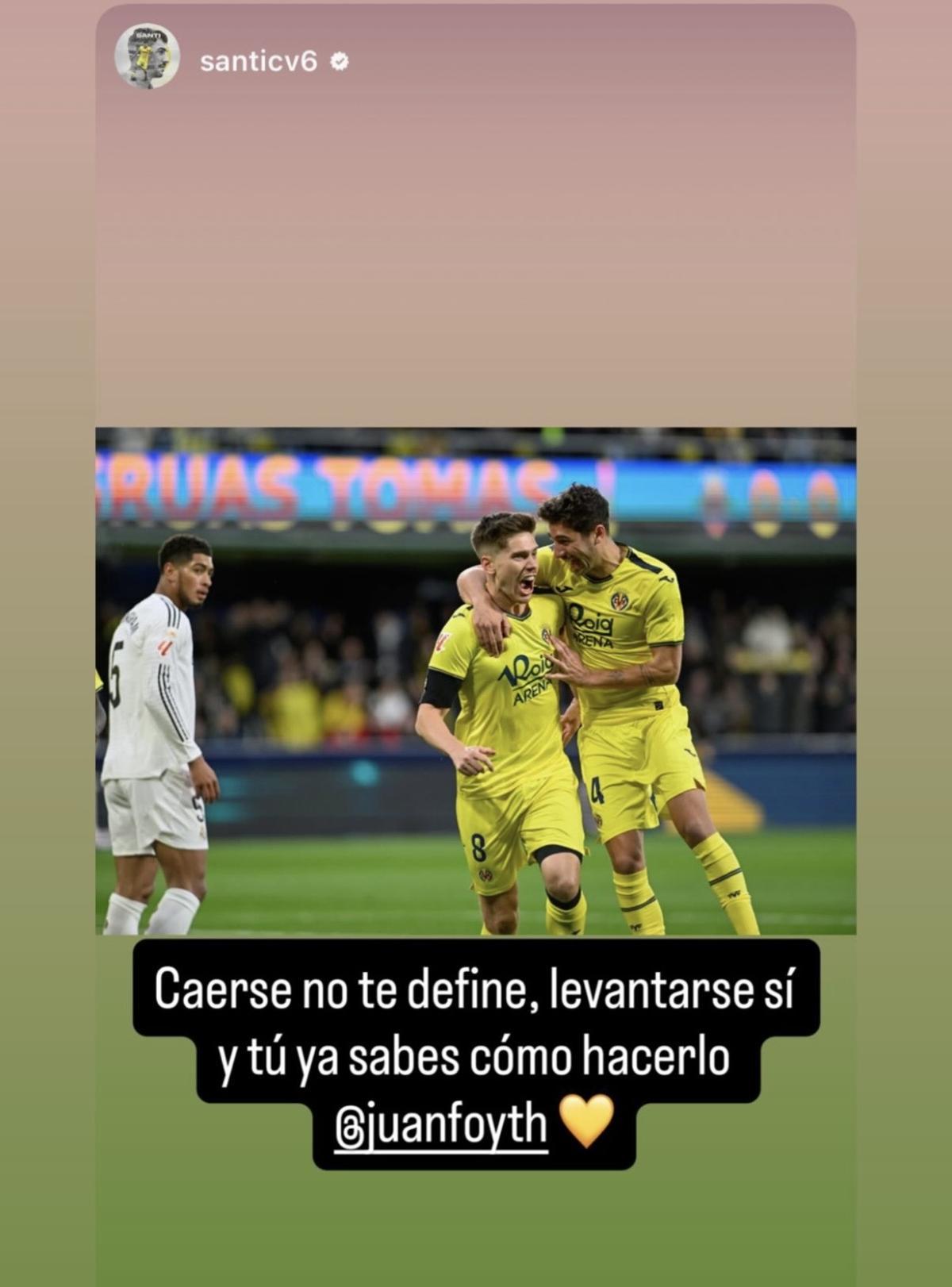 Santi Comesaña hizo esta publicación en Instagram en apoyo a Foyth.
