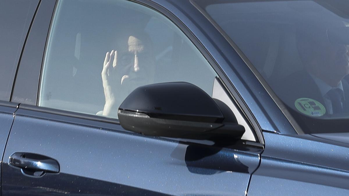 Juan Carlos I, a su llegada al Palacio de El Pardo este sábado.