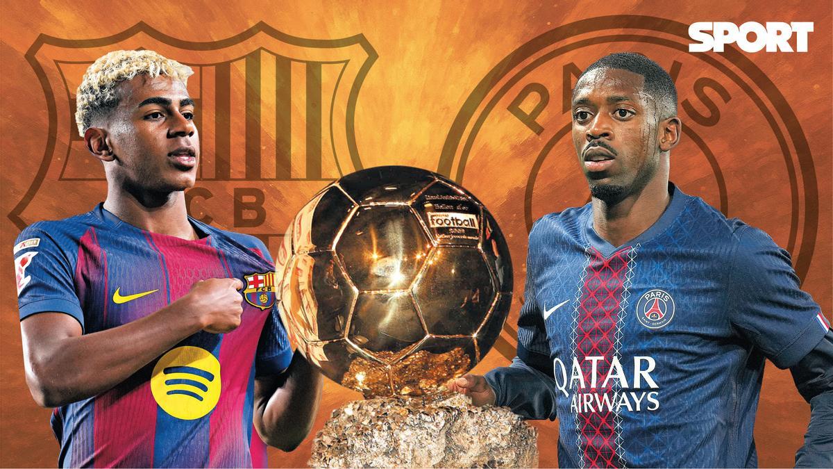 Lamine Yamal y Dembélé, con el Balón de Oro
