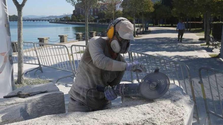 El anterior simposio de escultura de la Festa do Marisco. // Muñiz