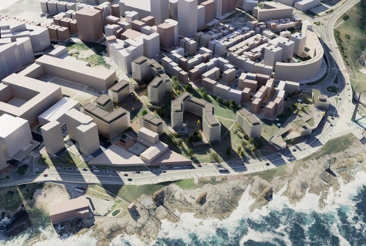 Alternativa 1 diseñada para el Ayuntamiento en As Percebeiras. planos e imágenes virtuales