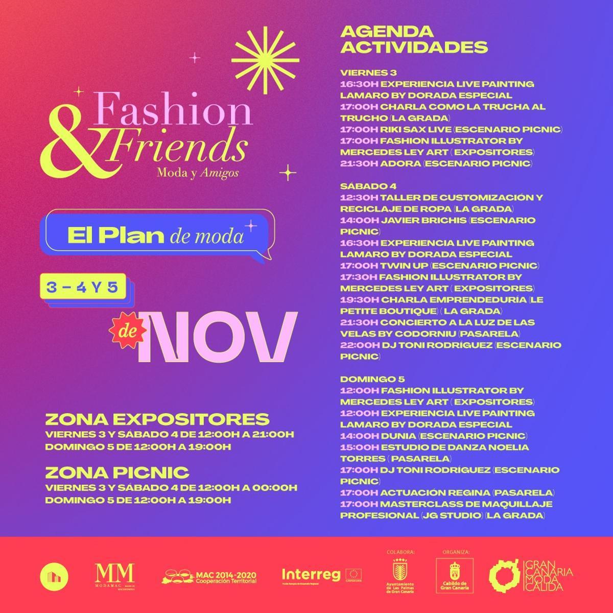 Agenda de actividades de la feria Fashion &amp; Friends este fin de semana en Las Palmas de Gran Canaria.