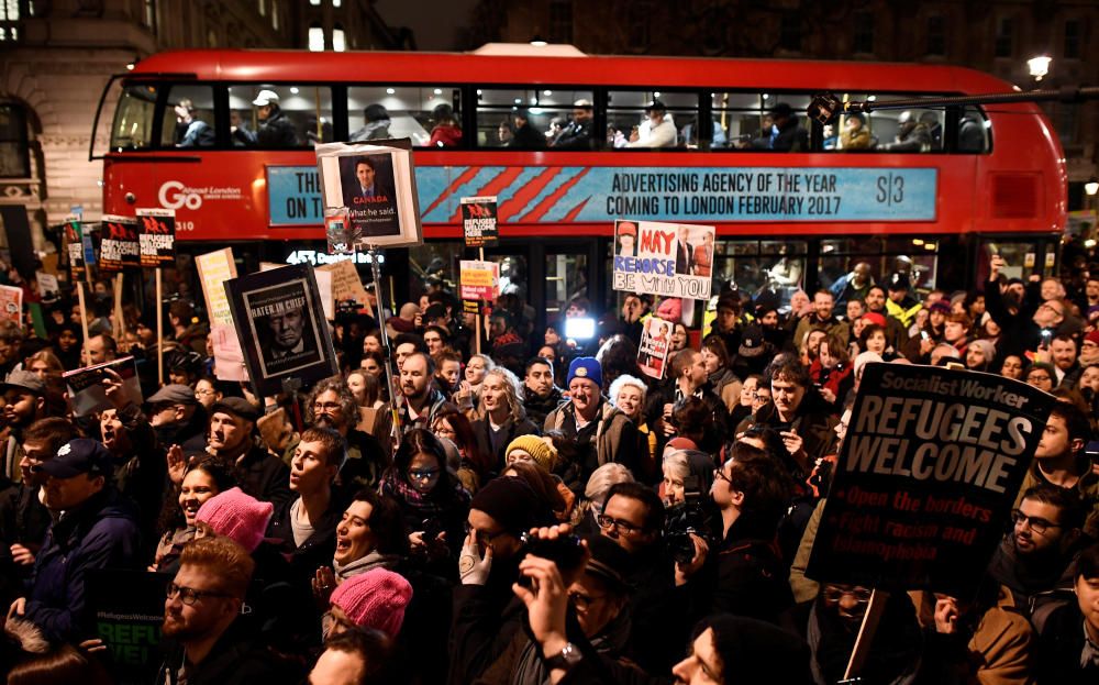 Protestas en Londres contra el veto de Trump