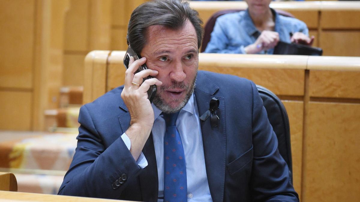 Óscar Puente, durante una sesión de control al Gobierno en el Senado, hoy,