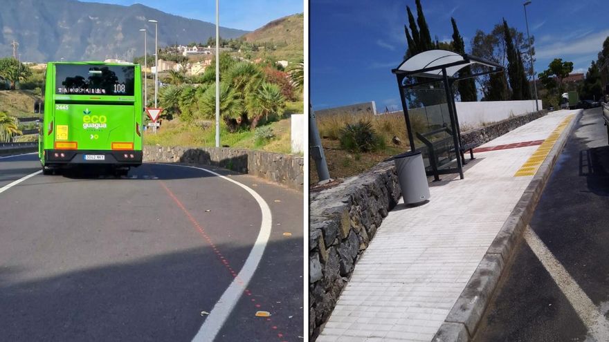 Esto sí es una parada de guaguas: marquesina y acera en uno de los apeaderos más conflictivos de Tenerife