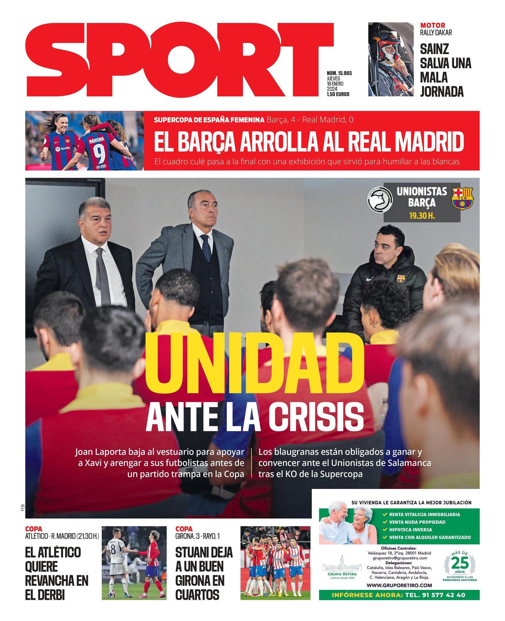 La portada de SPORT de hoy