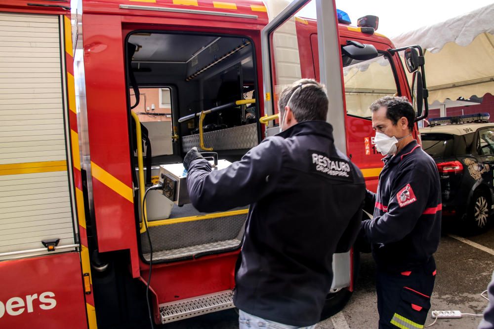 Una empresa de Cocentaina desinfecta vehículos ofi